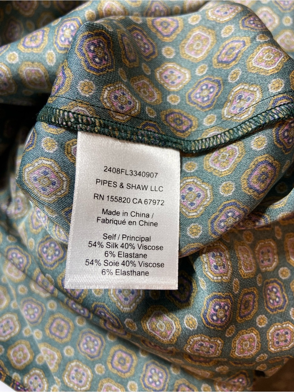 NWT Veronica Beard Esmeralda Silk Blend Geometric Pine Button-Down Blouse [TE] - Picture 13 of 13